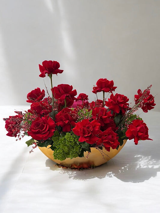 “Scarlet Elegance” – Red Rose Centerpiece