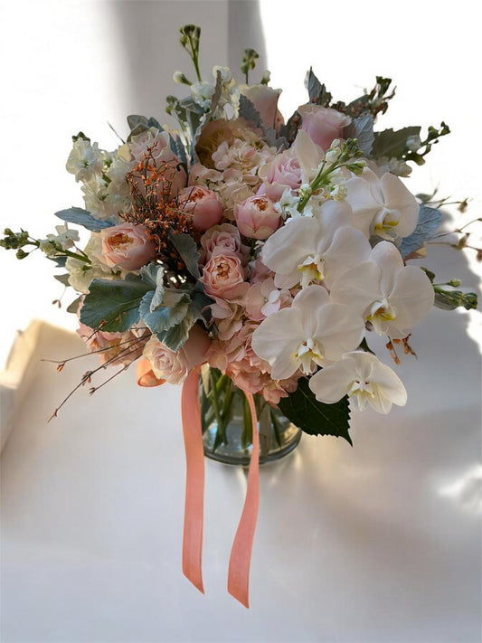 “Soft Orchid Romance” Floral Vase